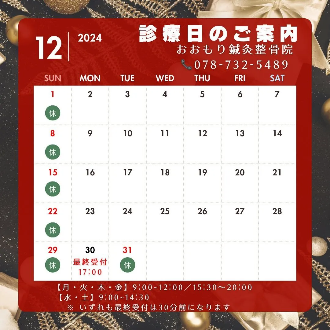 🎄12月の診療日のご案内です🪅